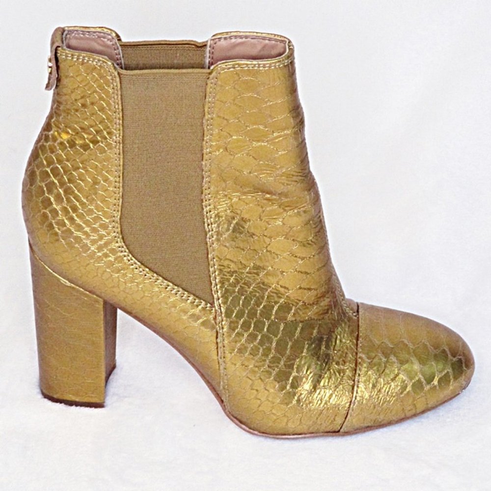 Sam Edelman Case Bootie Gold Boa Embossed Leather Boots